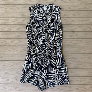 Banana Republic Black and White Fern Romper